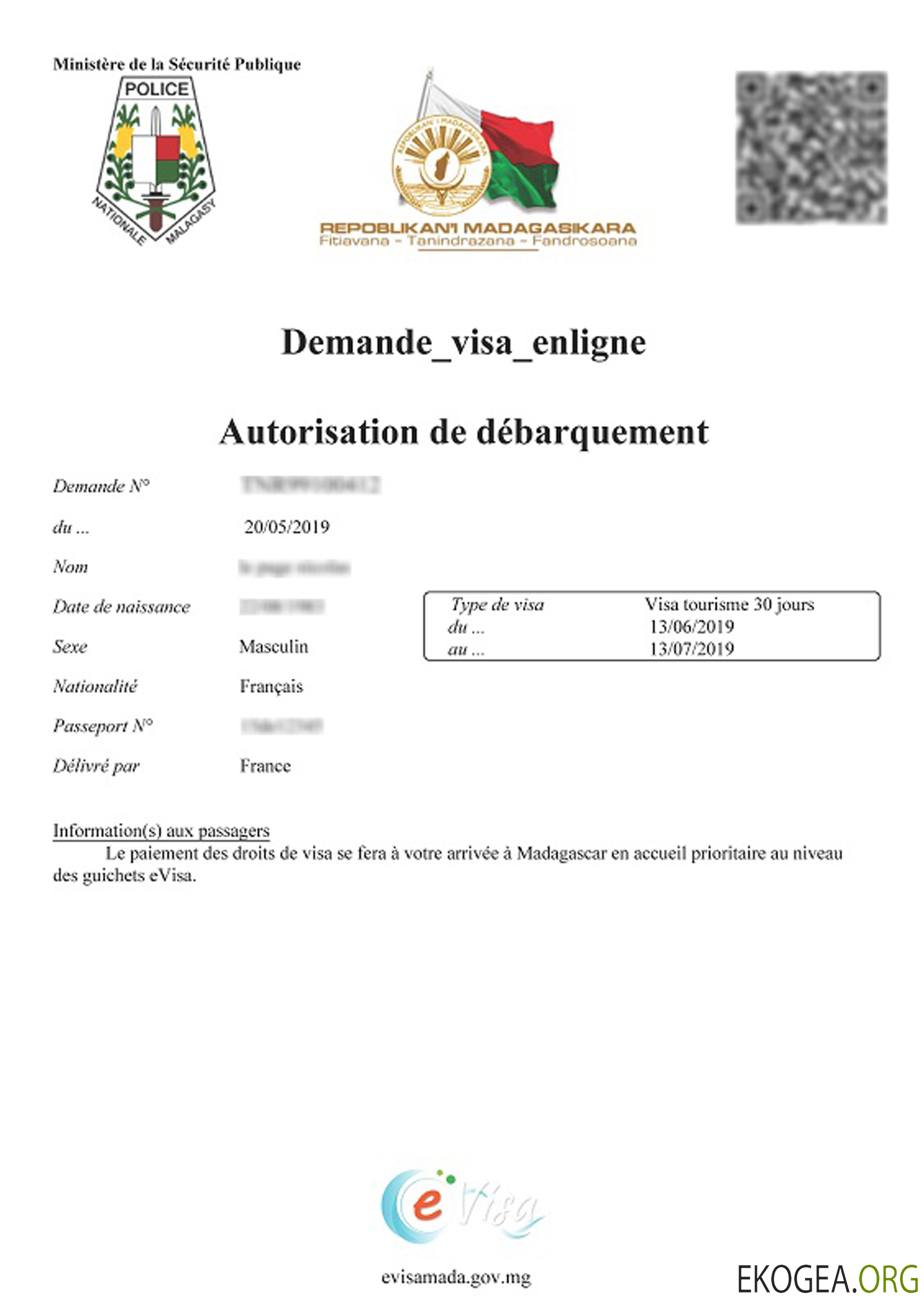 Permis de travail à Madagascar